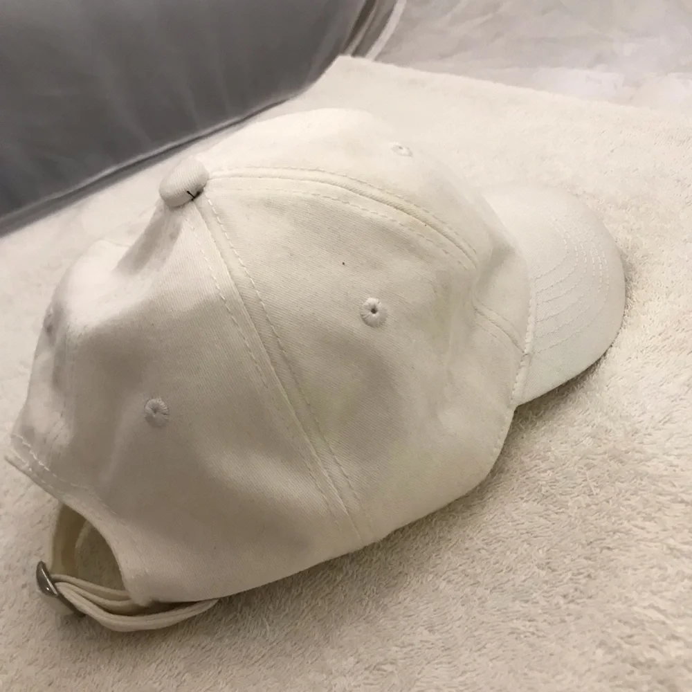 Women's Plain White Adjustable Buckle Strapped Ball Cap